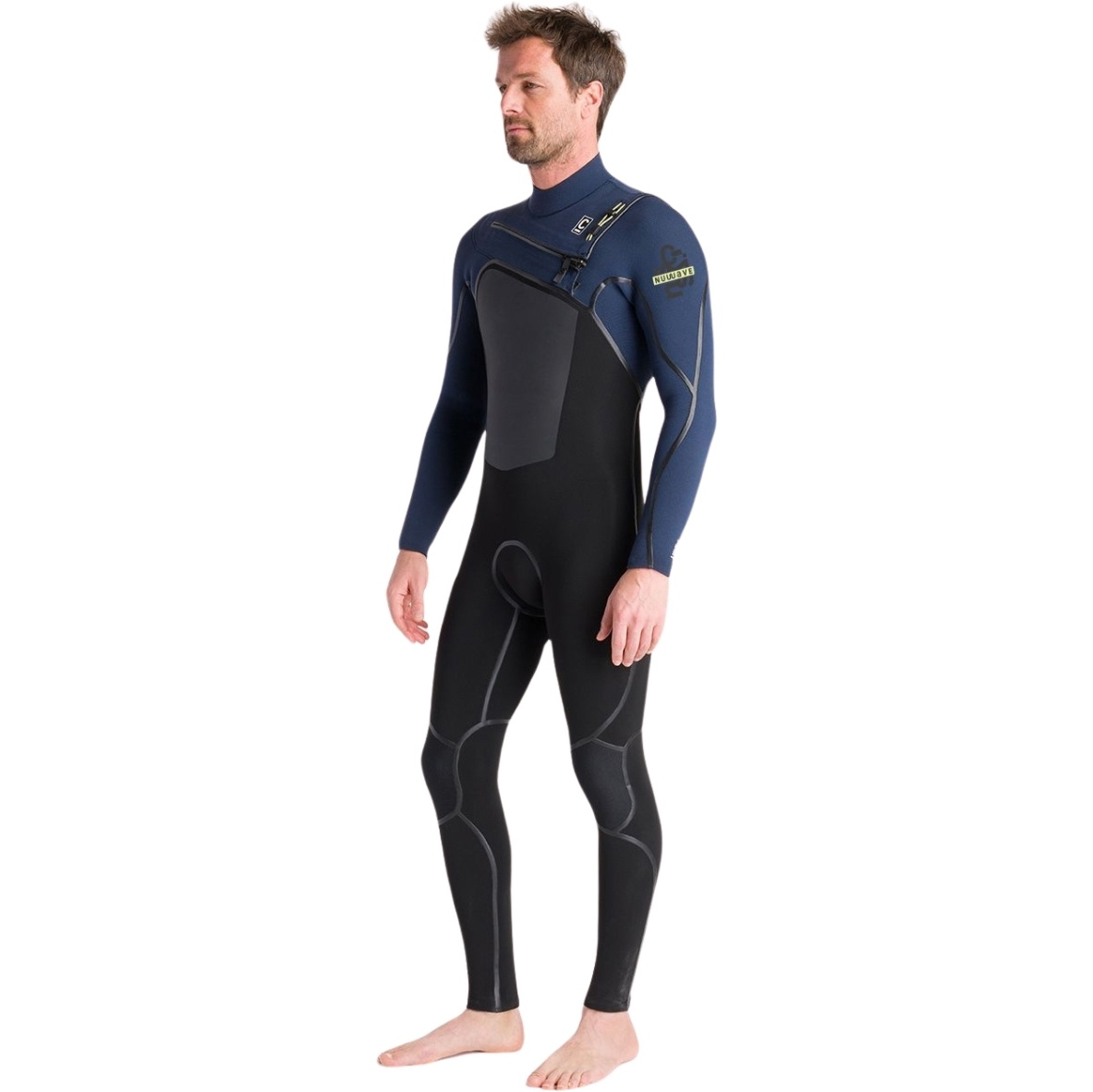 2025 C-Skins Mens NuWave Wired 5/4mm Chest Zip Wetsuit C-NWI54MCZ - Black / Bluestone X / Cool Green